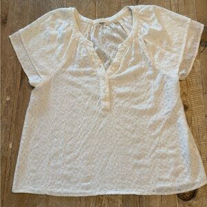 Dylan Anthropologie Cream Eyelet Short Sleeve Blouse M